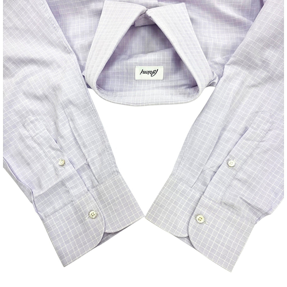 Quiet Luxury Brioni Dress Shirt Men’s XL Lavender Windowpane Made in Italy - Picture 13 of 16